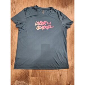 Under Armour Blue Women's Velocity Gradient Wordmark SS T-SHIRT Size XL